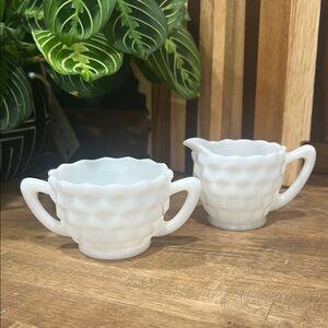 White Ceramic Creamer and Sugar Set